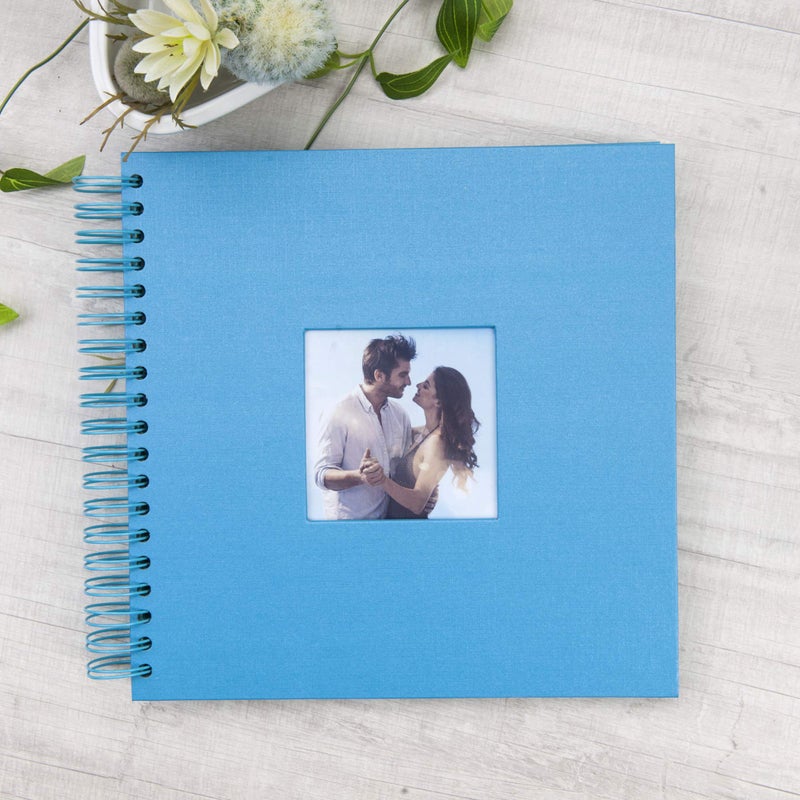 Gearchic 10 x 10 Inch DIY Scrapbook Photo Album with Window Design Cover 80 Pages Craft Paper Memory Book for Weeding Anniversary Travel and Baby (Blue) - Image 2